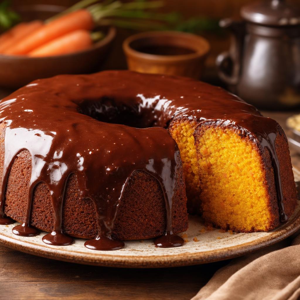 Bolo de Cenoura com Cobertura de Ganache