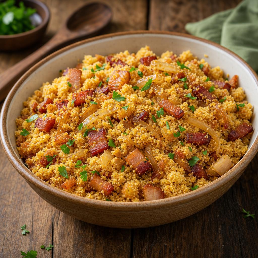 Farofa com Bacon Crocante e Ovos Mexidos